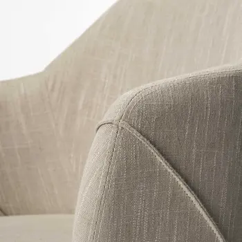 Cream and Brown Upholstered Fabric Dining Arm Chair