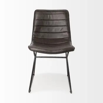 Set Of Two Black Upholstered Faux leather Side Chairs