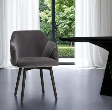 Gray and Black Upholstered Fabric Dining Arm Chair