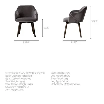 Gray and Black Upholstered Fabric Dining Arm Chair