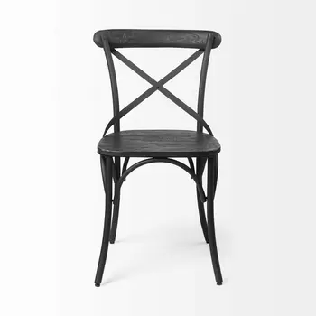 Set of Two Black Cross Back Dining Side Chairs