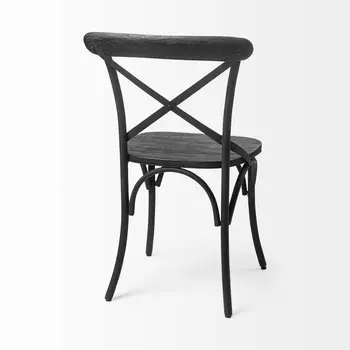 Set of Two Black Cross Back Dining Side Chairs