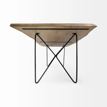 80" Brown And Black Solid Wood And Metal Dining Table