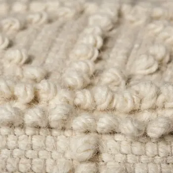 18" Ivory Wool Knubby Geometric Cube Pouf Ottoman