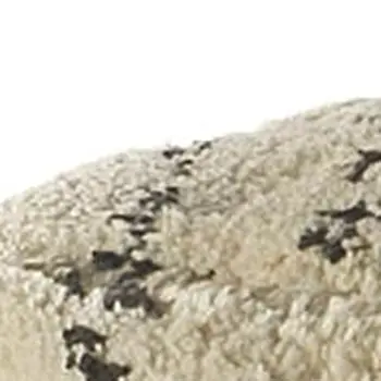 18" Beige Cotton Geometric Pouf Ottoman