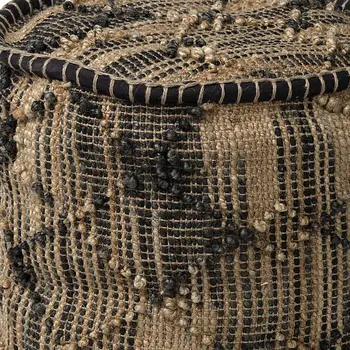 20" Jute Cylinder Geometric Pouf Ottoman