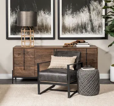 16" Gray Upholstery Cylinder Abstract Pouf Ottoman