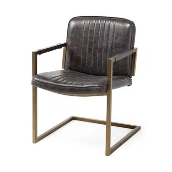 24" Brown Leather Distressed Arm Chair