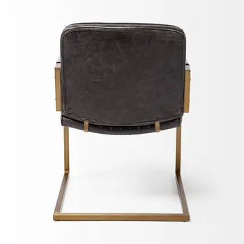 24" Brown Leather Distressed Arm Chair