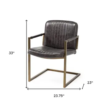 24" Brown Leather Distressed Arm Chair