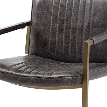 24" Brown Leather Distressed Arm Chair