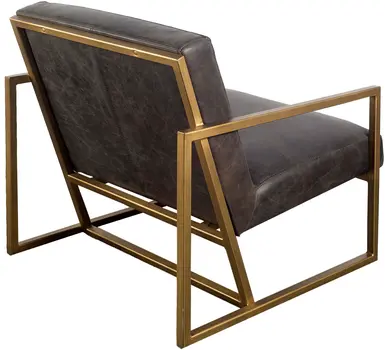 32" Black and Gold Leather Lounge Chair