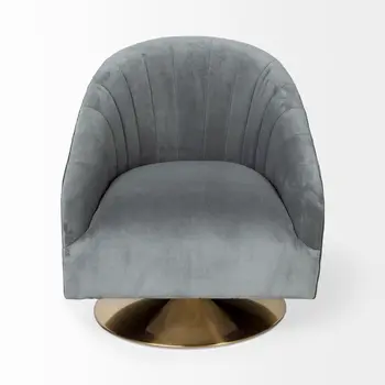 29" Gray and Copper Velvet Lounge Chair