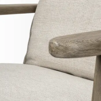 31" Cream and Brown Fabric Lounge Chair