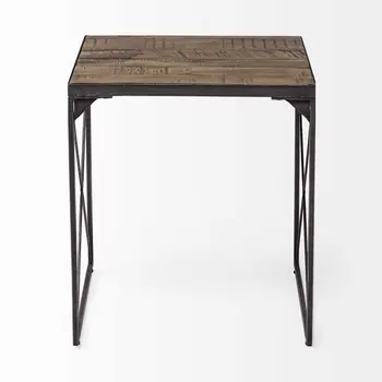 23" Brown Solid Wood Square End Table