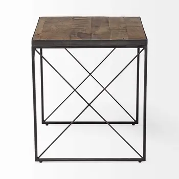 23" Brown Solid Wood Square End Table