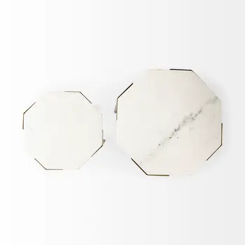 25" White Marble Round End Table