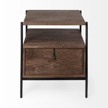 24" Brown Solid Wood Square End Table