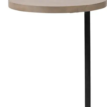 15" Natural and Black Solid Wood and Metal
