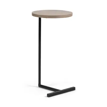 15" Natural and Black Solid Wood and Metal
