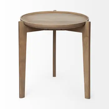 24" Brown Round End Table