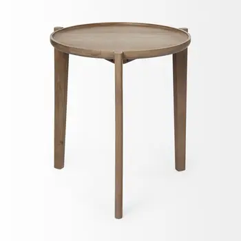 24" Brown Round End Table