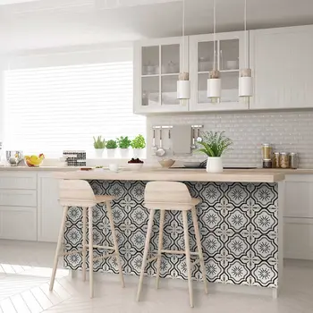 4" X 4" Black And White Mosaic Peel And Stick Removable Tiles