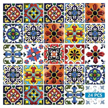 6" X 6" Festival Brights Mosaic Peel And Stick Removable Tiles