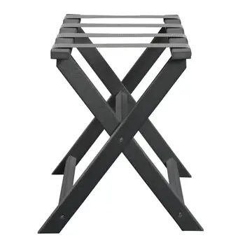 Earth Friendly Dark Gray Folding Luggage Rack With Gray Straps