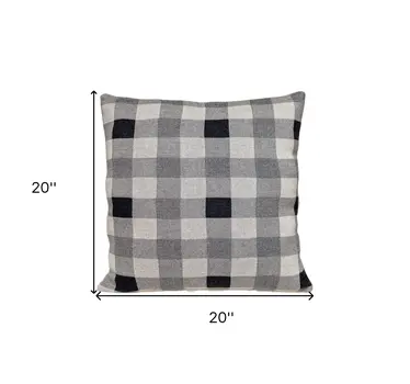 Lead Grey Checkered Pillow