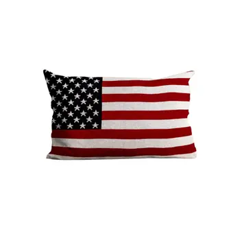 16" X 24" Red Blue and White Cotton Throw Pillow