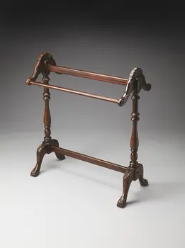31" Dark Brown Hand Carved Wood Blanket Stand