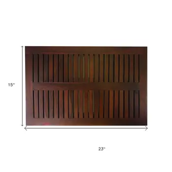 23" Dark Brown Teak Slat Bath Mat