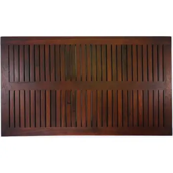 31" Dark Brown Teak Slat Non Slip Bath Mat