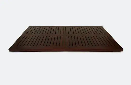 31" Dark Brown Teak Slat Non Slip Bath Mat