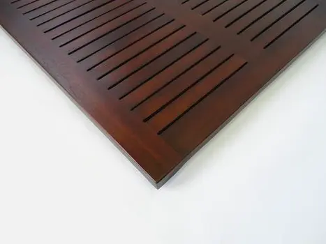 31" Dark Brown Teak Slat Non Slip Bath Mat