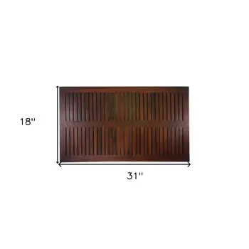 31" Dark Brown Teak Slat Non Slip Bath Mat