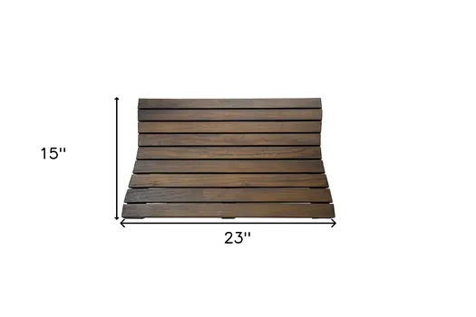 23" Dark Brown Teak Slat Non Slip Bath Mat