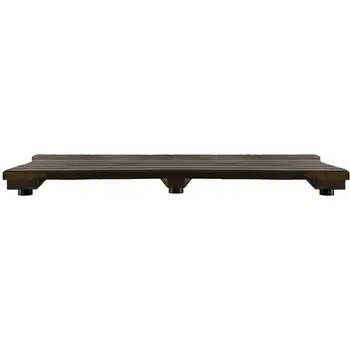 31" Dark Brown Teak Slat Non Slip Bath Mat