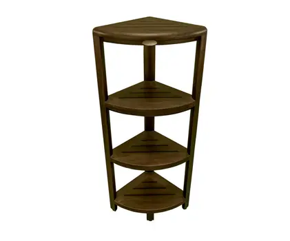 Dark Brown 38" Curvilinear Corner Four Tier Shower Shelf