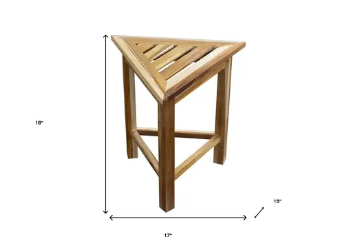 15" Brown Teak Corner Shower Bench