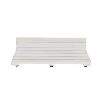 23" White Teak Slat Non Slip Bath Mat