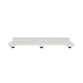 23" White Teak Slat Non Slip Bath Mat