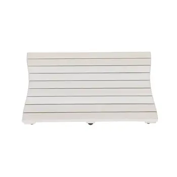 23" White Teak Slat Non Slip Bath Mat