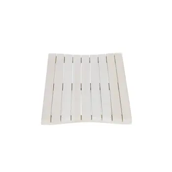 23" White Teak Slat Non Slip Bath Mat