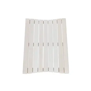 23" White Teak Slat Non Slip Bath Mat