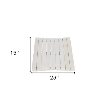 23" White Teak Slat Non Slip Bath Mat