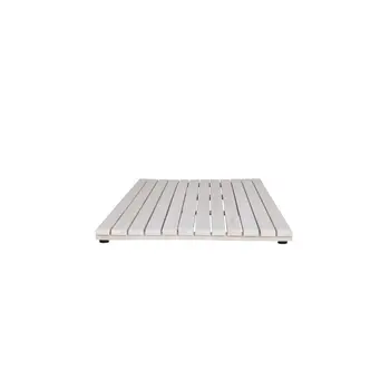 40" White Teak Slat Non Slip Bath Mat