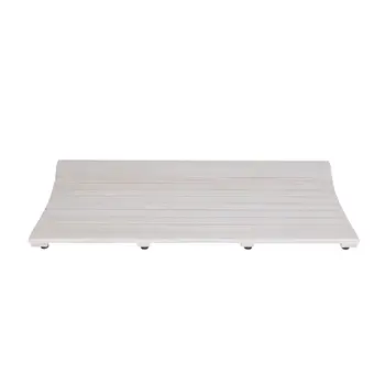 40" White Teak Slat Non Slip Bath Mat