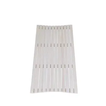 40" White Teak Slat Non Slip Bath Mat